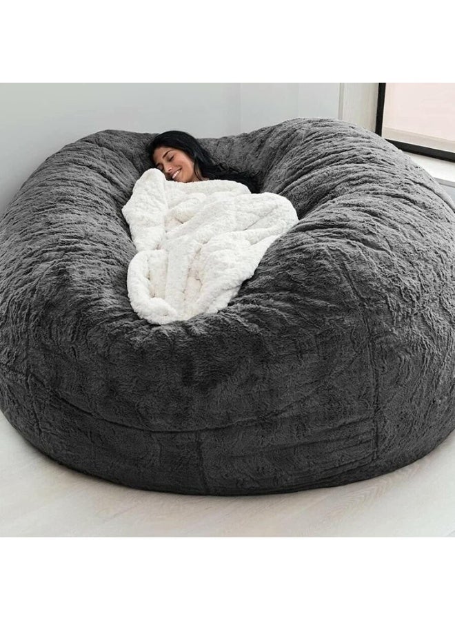 Arabest Bean Bag Chairs, Giant Bean Bag Chair for Adults, 6ft Big Bean Bag Cover Comfy Bean Bag Bed (No Filler, Cover only) Fluffy Lazy Sofa(6ft, 150 * 75cm) (Dark Grey) - Image 1